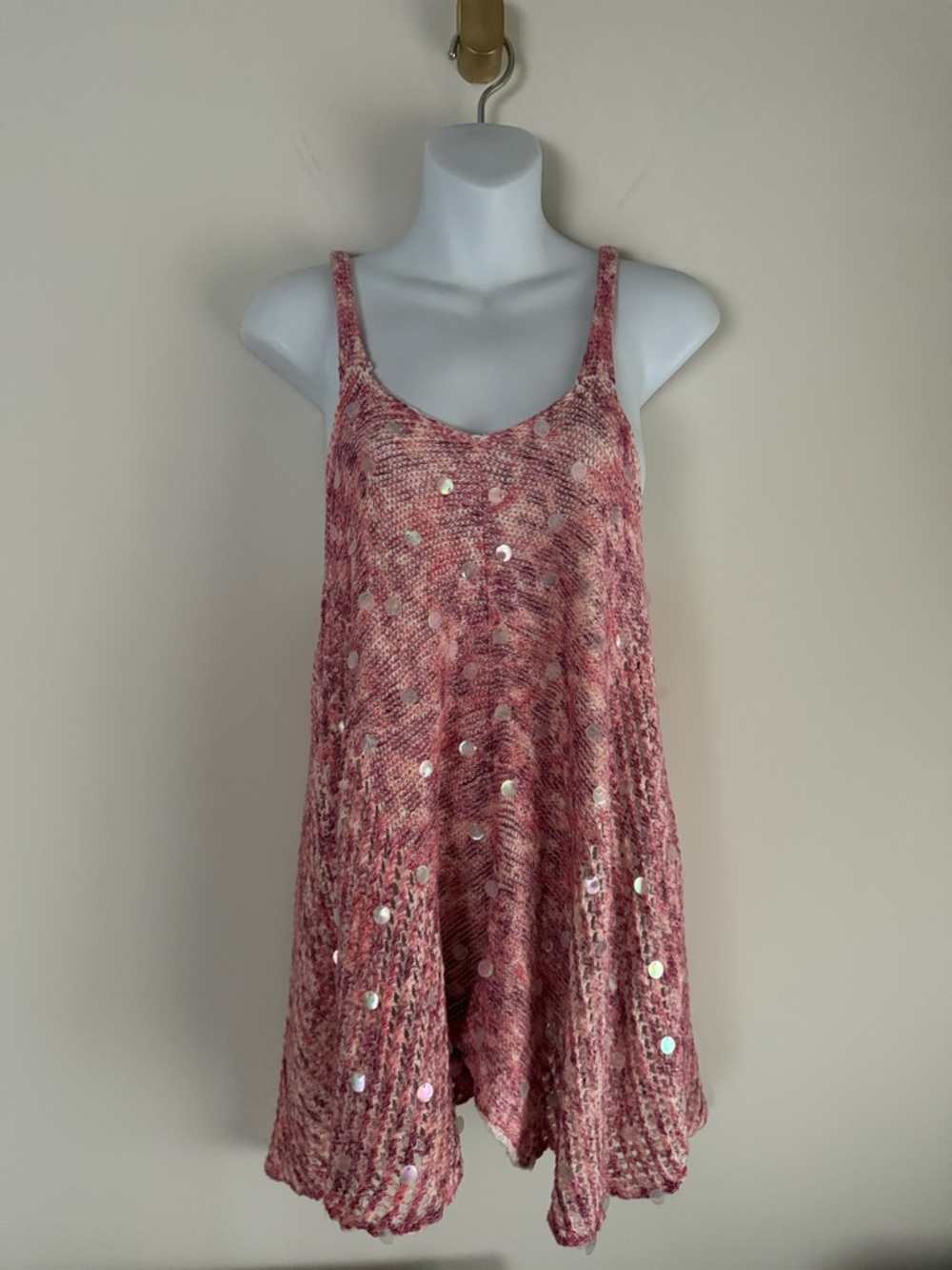 Pink Sequin Knit Swing Tank